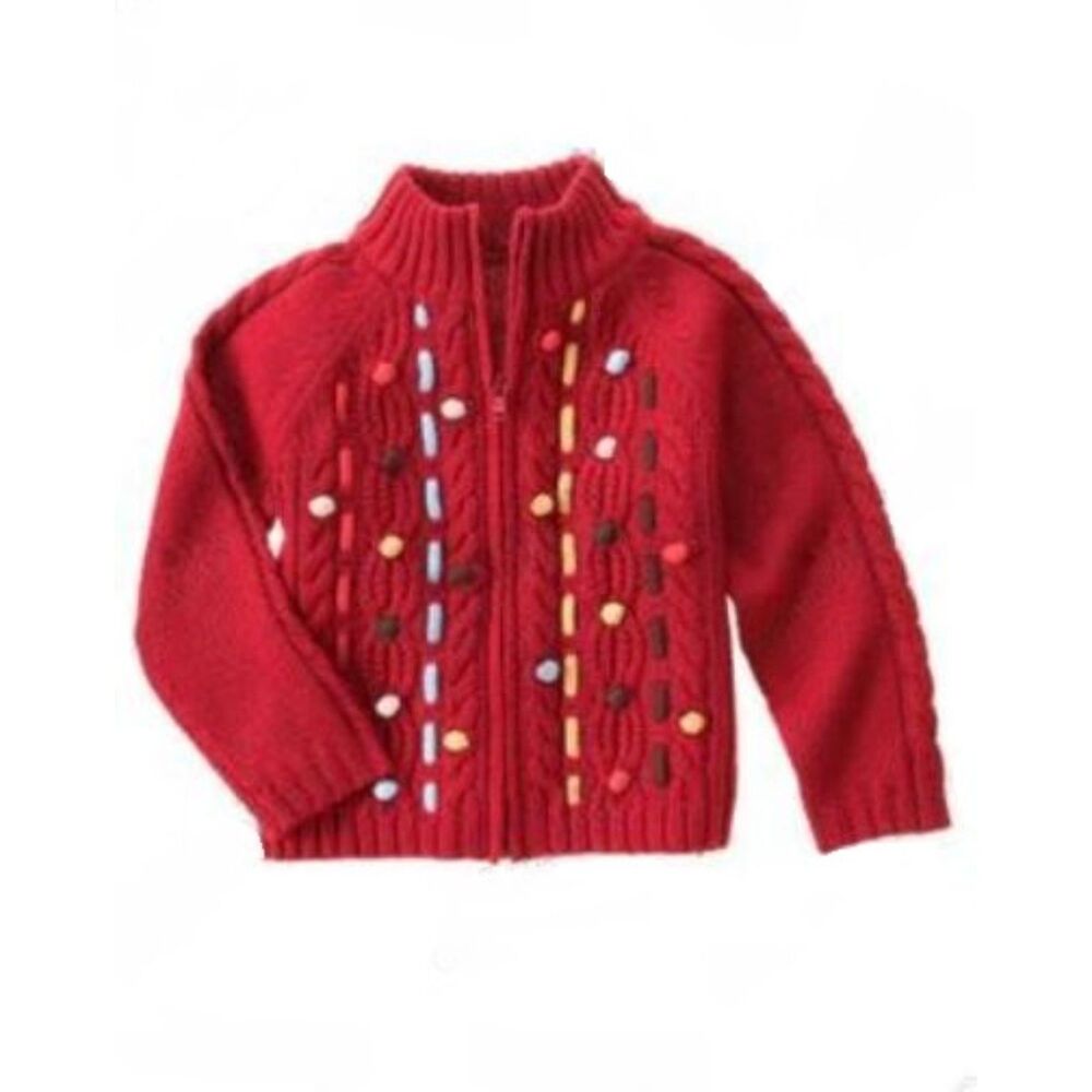 NEW Gymboree girls 4 sweater mountain cabin red zip cardigan top brown blue dot